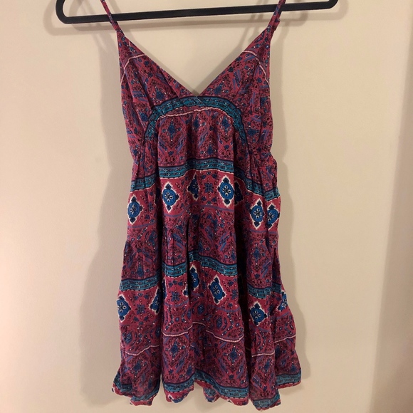 Pink/Teal/White Tiered Shift Dress - Picture 1 of 3